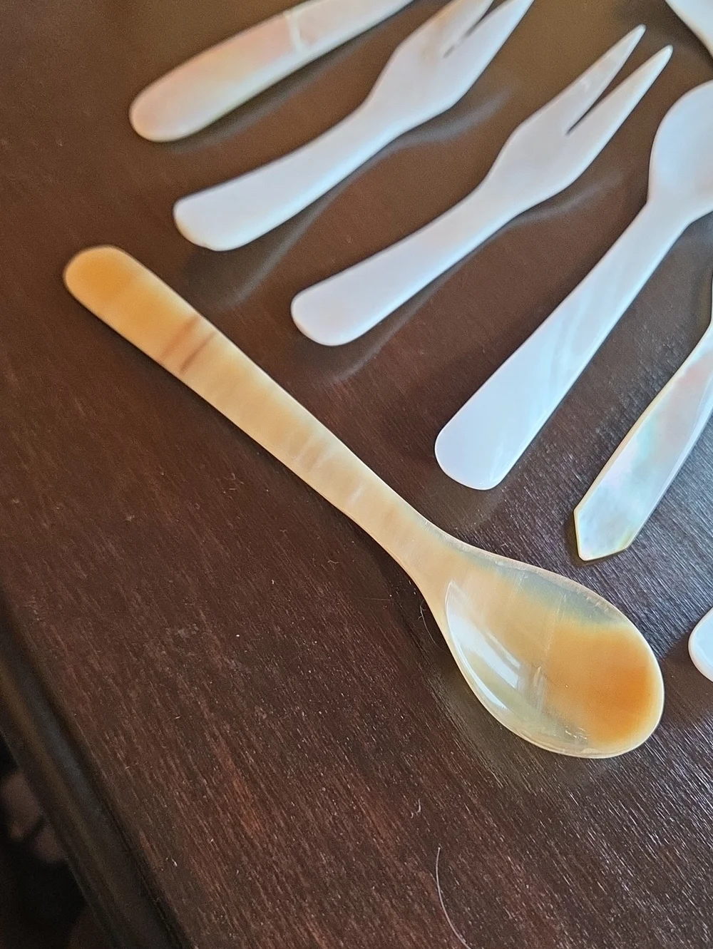 Mother Of Pearl & Buffalo Horn Caviar Utensils